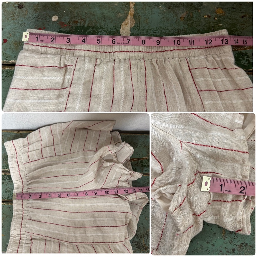 MAVEN WEST Jute Red Stripes Linen Tie Back & Shorts Matching Set S/M USA Made - Picture 16 of 16